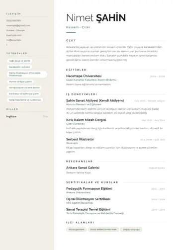 Ressam Cv Örnekleri cv indir